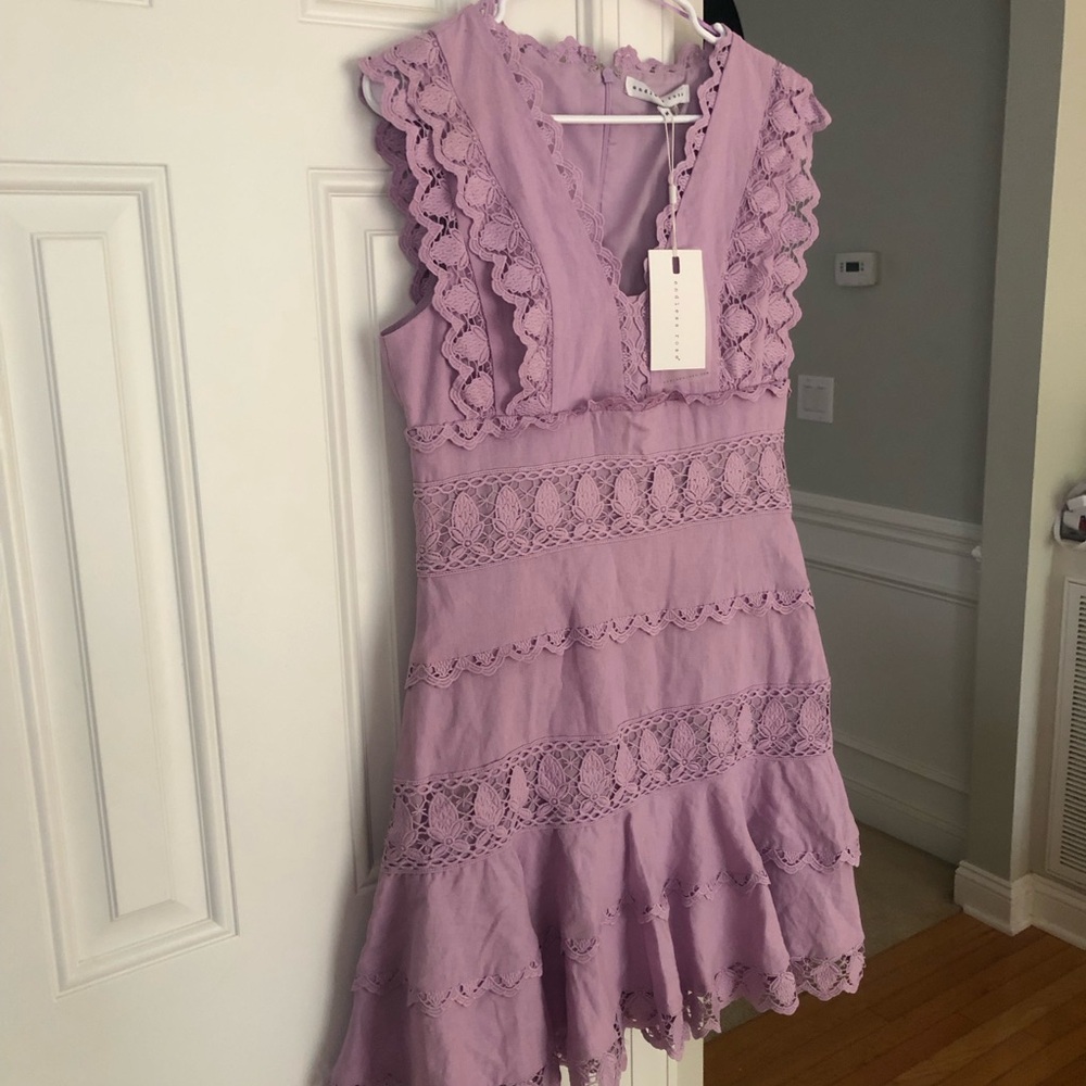 New w Tag: Endless Rose Cotton Linen Lavender Dress with Lace. Size Medium - Picture 1 of 10